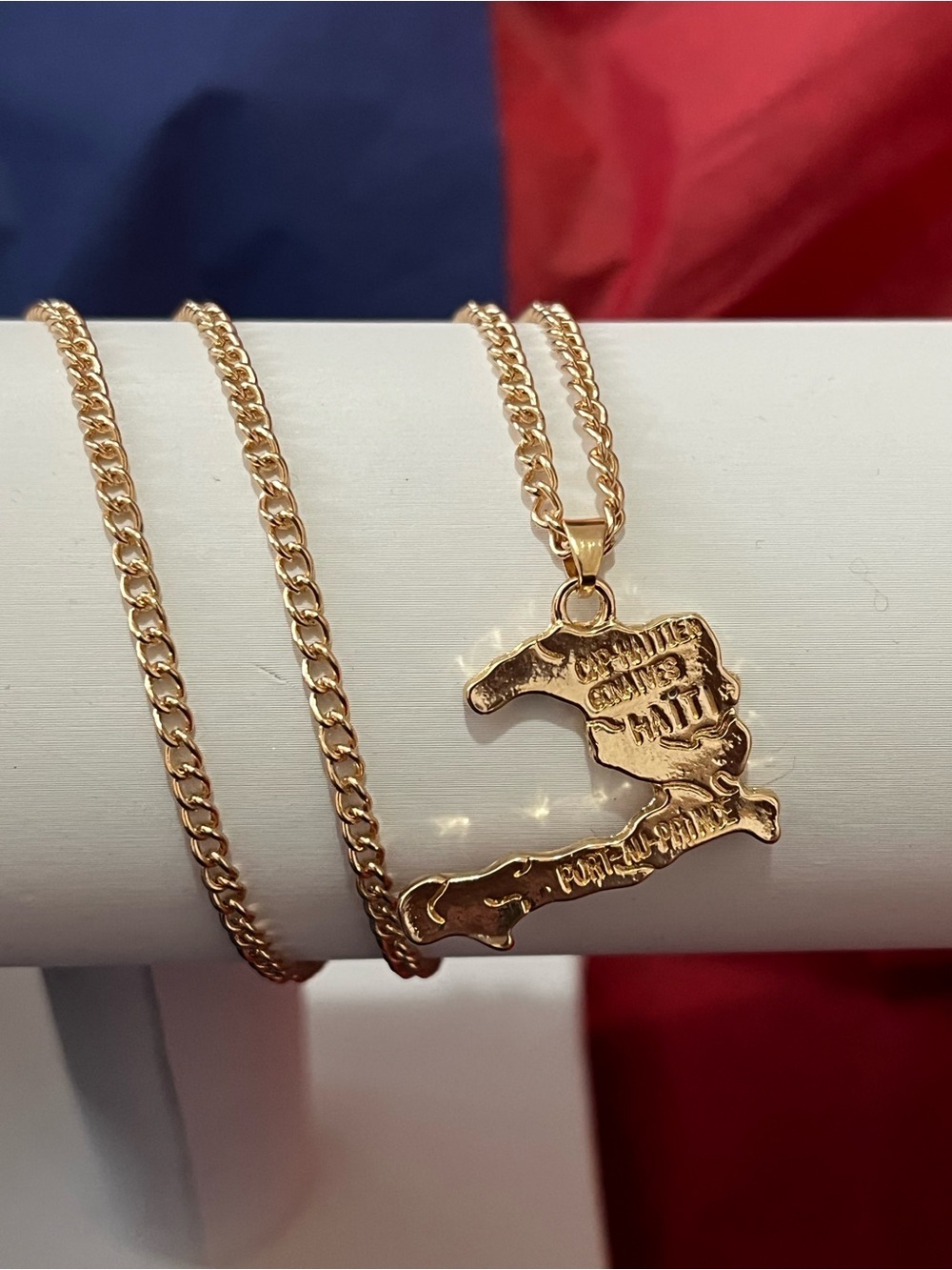 Gold Haiti Map Pendant Necklace